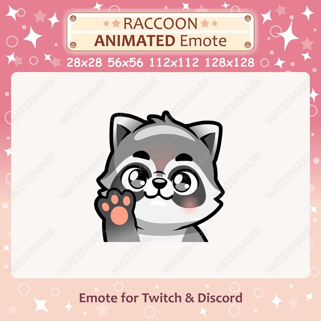 Animated Emote Raccoon Waving Hello Emote / Twitch & Discord Raccoon ...