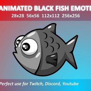 Black Fish Animated Emote for Twitch, Discord, and Youtube / Animated Fish Swimming Emote