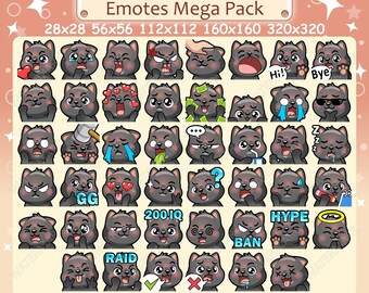 46 Schwarzer Hund Emotes Pack, Twitch Emotes, Discord Emotes, PNG Emotes Pack, sofort einsatzbereit