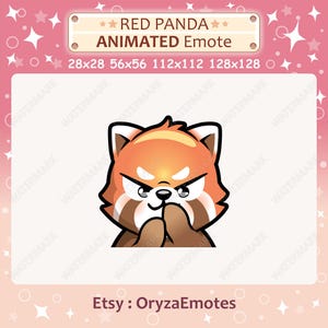 Animated Emote Red Panda Evil Plan Emote / Twitch & Discord Scheming Face Red Panda Emote / Cute Kawaii Chibi Angry Evil Red Panda Emoji