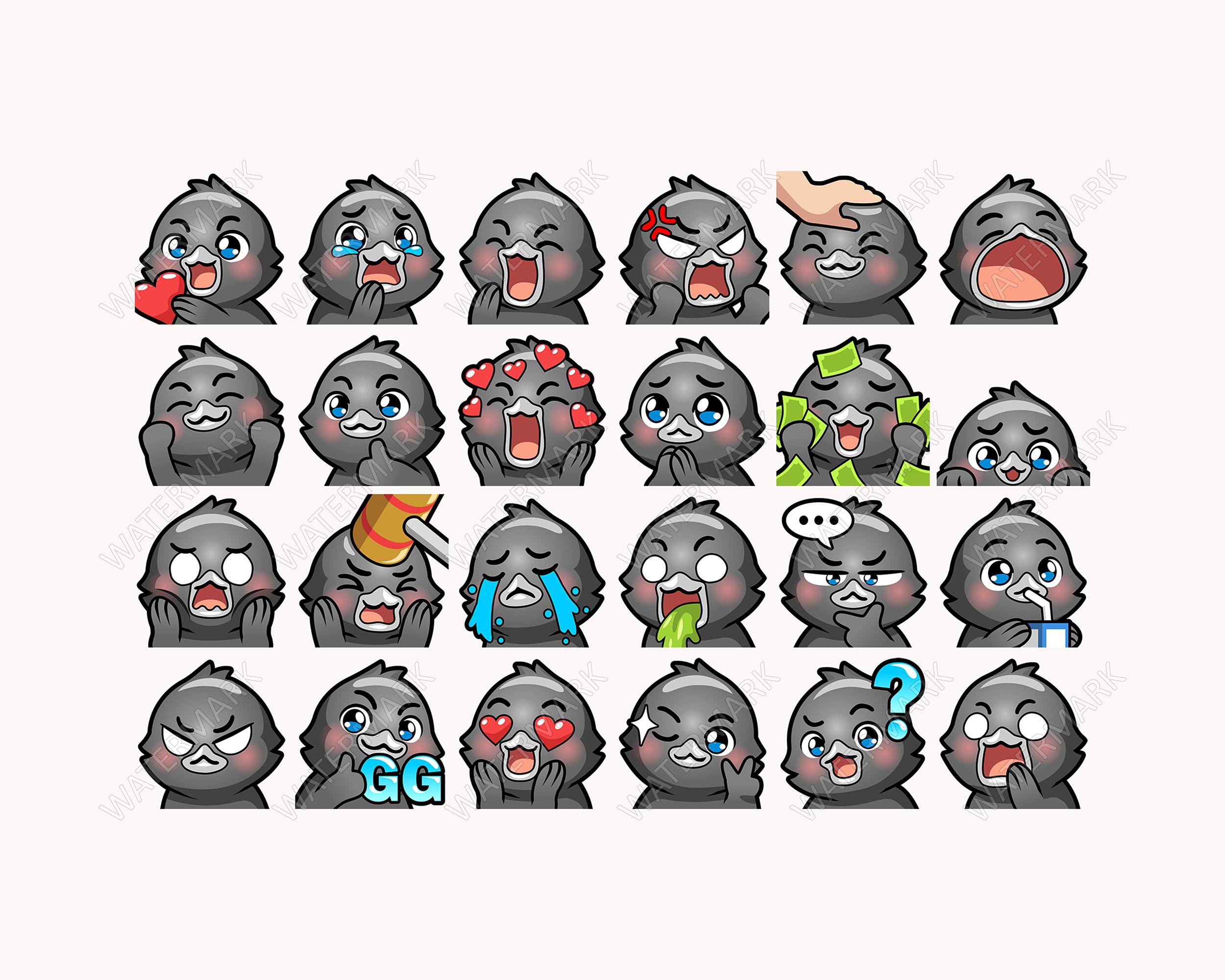 Crow / Raven Emotes X 46 for Twitch, Discord, Youtube, Facebook, Kick ...