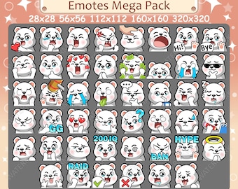 Polar Bear Emotes x 46 for Twitch & Discord Emote | Polar Bear Twitch Emote Pack, Discord Emote Pack, Polar Bear Emotes Bundle Mega Pack