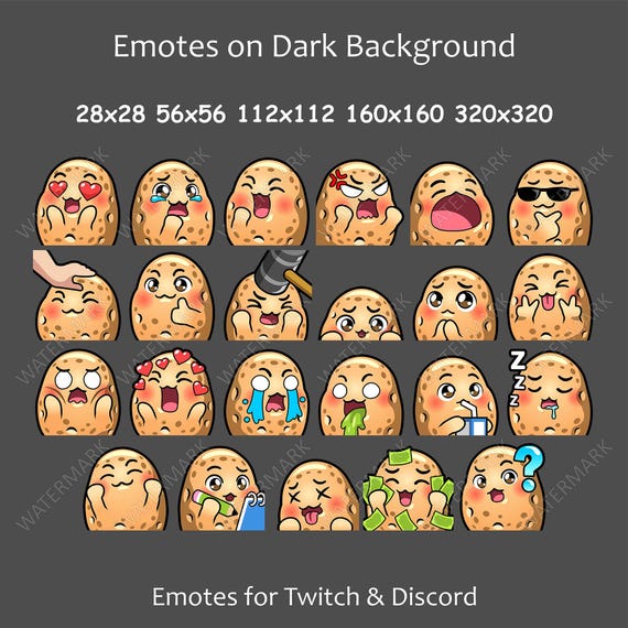Potato Emotes X 23 Pack 1 - Etsy