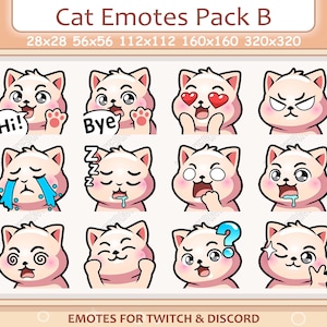 Cat Emotes Pack B / Emotes for Twitch and Discord Emote / Black Kitten Emoji Emote Pack, Cat Emotes Bundle