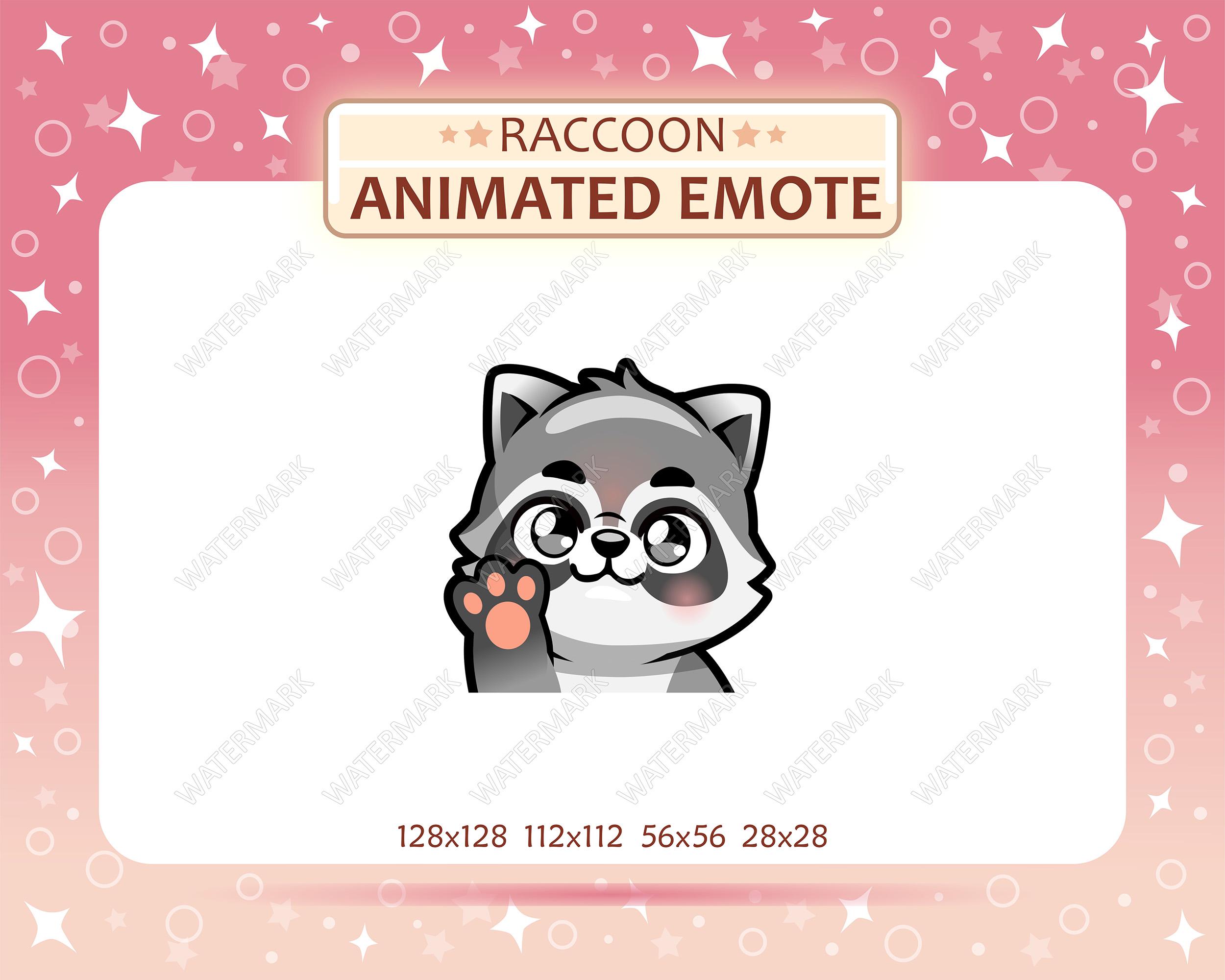 Animated Raccoon Emote, Waving Hello Emote, Hi or Bye Emote, Twitch ...