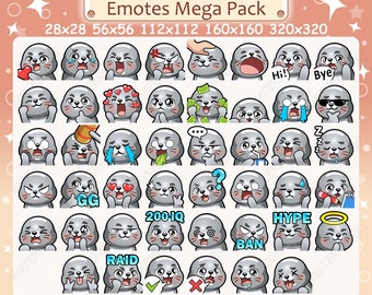 Seal Emotes x 46 for Twitch & Discord Emote | Sea Lion Twitch Emote Pack, Discord Emote Pack, Sea Dog Emotes Bundle Mega Pack