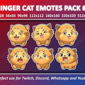 Ginger Cat Emotes Pack #6 / for Twitch Emote, Discord Emote, and Whatsapp / Cute Chibi Ginger Cat Emoji Emote Bundle, Emotes For Streamer