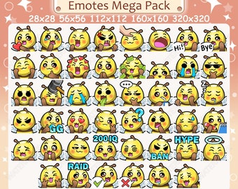 Bee Emotes x 46 for Twitch & Discord Emote | Bee Twitch Emote Pack, Discord Emote Pack, Wasp Hornet Insect Bee Emote Bundle Mega Pack