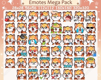 Fox Emotes x 46 for Twitch & Discord Emote | Red Fox Twitch Emote Pack, Discord Emote Pack, Fox Emotes Bundle Mega Pack
