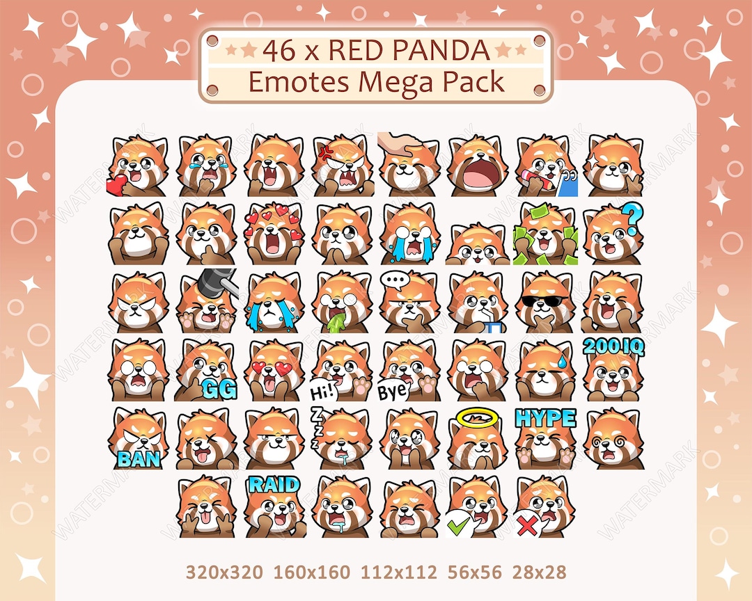 Red Panda Emotes X 46 for Twitch, Discord, Youtube, Facebook, Kick ...