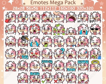 46 Pink Cow Emotes, Twitch Emotes, Discord Emotes, PNG Emotes Pack, Ready to Use