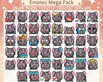 Black Bat Emotes x 46 for Twitch & Discord Emote | Black Bat Twitch Emote Pack, Discord Emote Pack, Bat Emotes Bundle Mega Pack