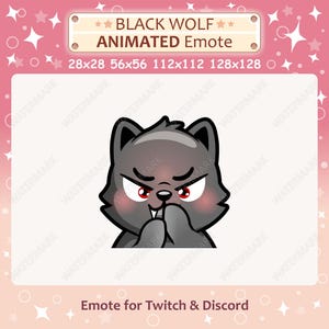 Animated Emote Black Wolf Evil Plan Emote / Twitch & Discord Evil Black Wolf Emote / Cute Angry Evil Black Wolf Emoji / Halloween Emote