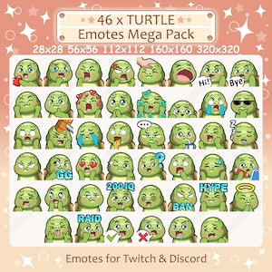Turtle Emotes x 46 for Twitch and Discord Emote | Turtle Twitch Emote Pack, Discord Emote Pack, Turtle Emotes Bundle Mega Pack