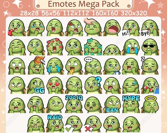 Turtle Emotes x 46 for Twitch and Discord Emote | Turtle Twitch Emote Pack, Discord Emote Pack, Turtle Emotes Bundle Mega Pack