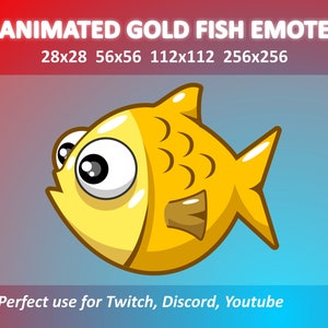 Gold Fish Animated Emote for Twitch, Discord, and Youtube / Animated Fish Swimming Emote