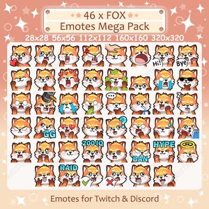 Fox Emotes x 46 for Twitch & Discord Emote | Red Fox Twitch Emote Pack, Discord Emote Pack, Fox Emotes Bundle Mega Pack