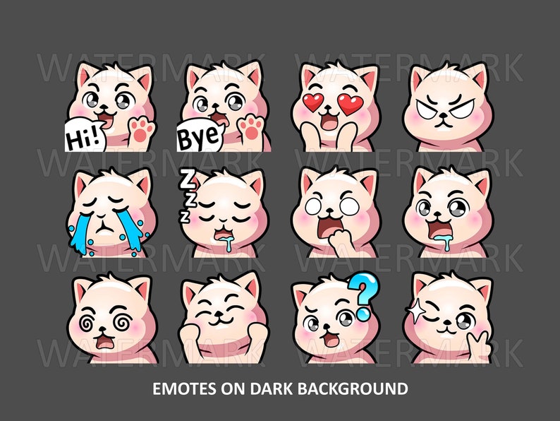 Cat Emotes Pack B / Emotes for Twitch and Discord Emote / Black Kitten ...