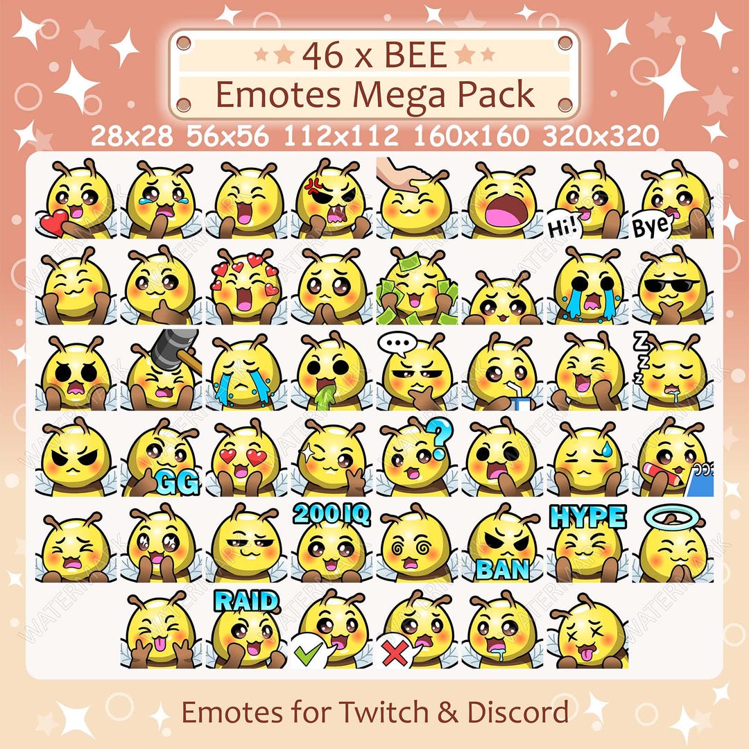 Bee Emotes X 46 for Twitch & Discord Emote Bee Twitch Emote Pack ...