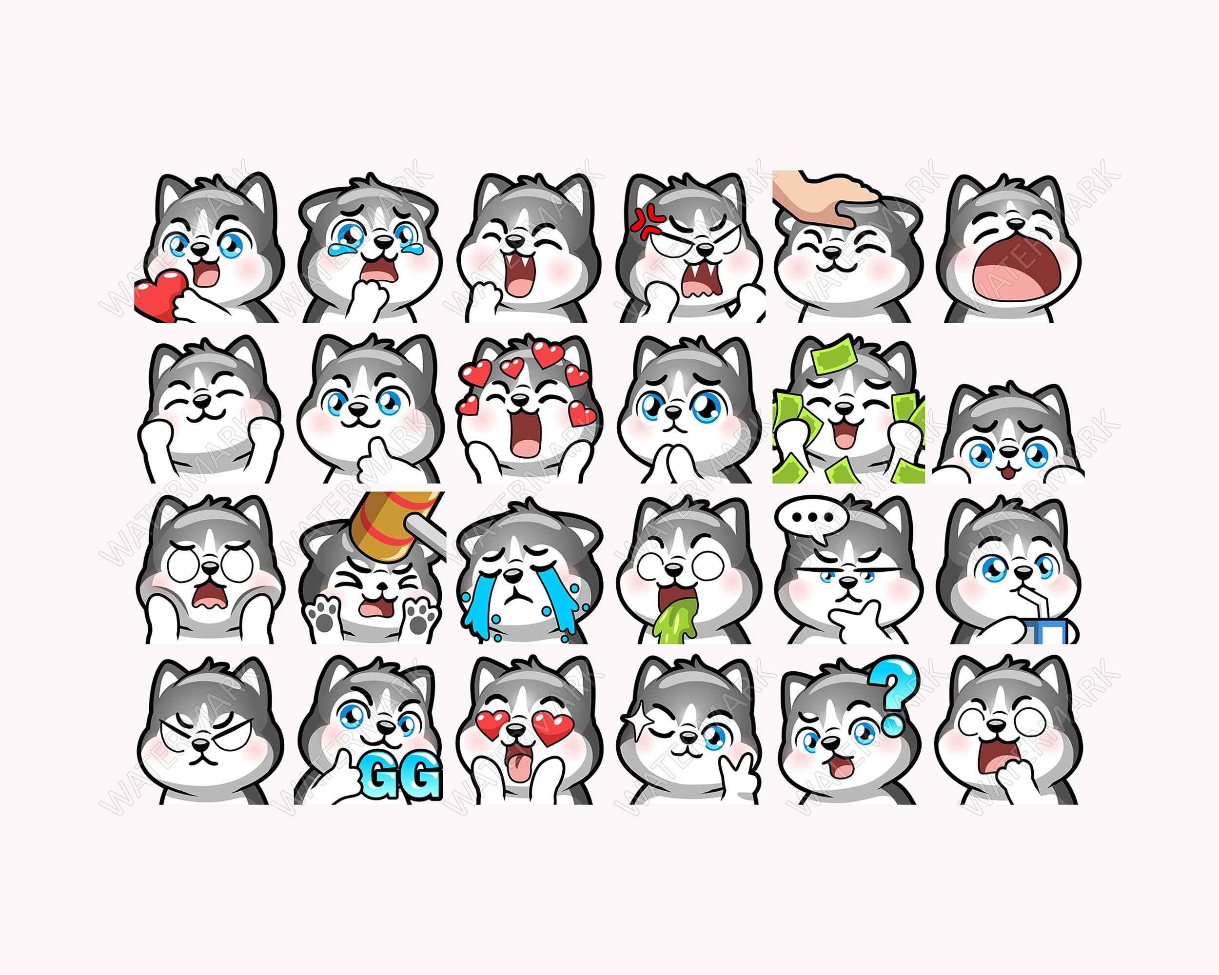 Husky Dog Emotes X 46 for Twitch, Discord, Youtube, Facebook, Kick ...