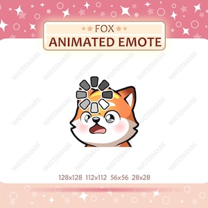 Emote de raposa animada, Emote de sinal de carregamento, Emote de confusão, Emote da Twitch, Emote do Discord, Pronto para usar