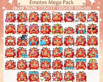 Red Dragon Emotes x 46 for Twitch & Discord Emote | Red Dragon Twitch Emote Pack, Discord Emote Pack, Dragon Emotes Bundle Mega Pack