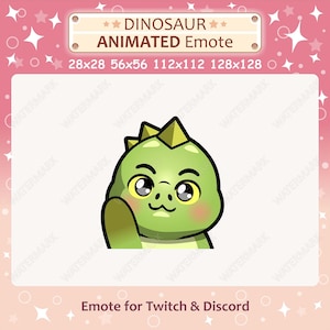 Animated Emote Dinosaur Waving Hello Emote / Twitch & Discord Dinosaur Emote / Hi Emote / Cute Chibi Dinosaur Emoji, Emote for Streaming
