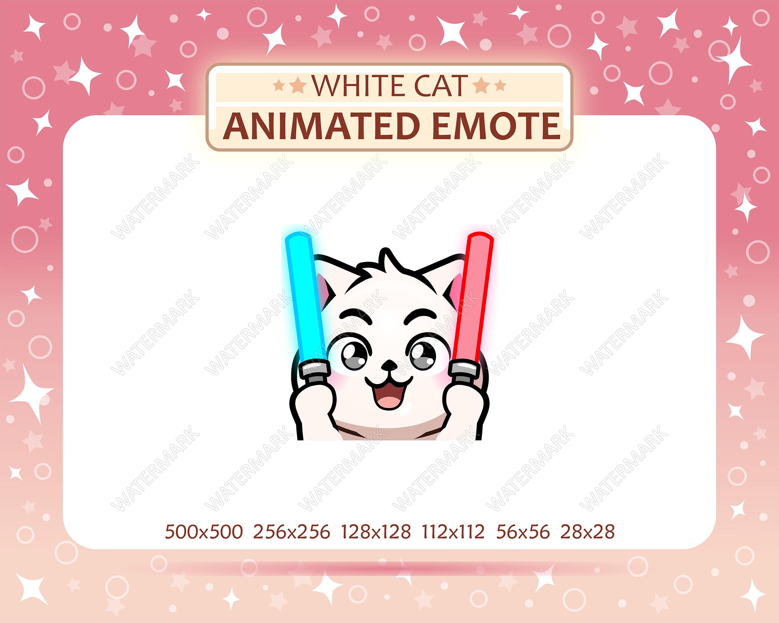 Computer Emote White Animated White Cat Emote, Light Stick Emote, Twitch Emote, Discord ...