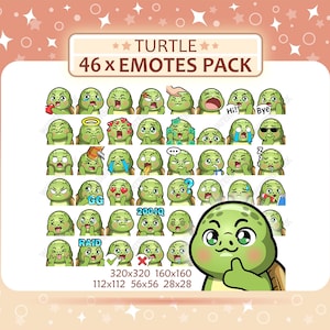 Paquete de 46 gestos de tortuga, gestos de Twitch, gestos de Discord, paquete de gestos PNG, listo para usar