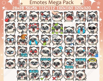 Siamese Cat Emotes x 46 for Twitch & Discord Emote | Siamese Cat Twitch Emote Pack, Discord Emote Pack, Siamese Cat Emotes Bundle Mega Pack