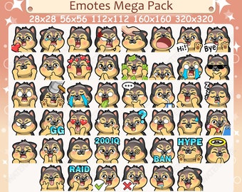 German Shepherd Dog Emotes x 46 for Twitch & Discord | German Shepherd Twitch Emote Pack, Discord Emote Pack, Dog Emotes Bundle Mega Pack