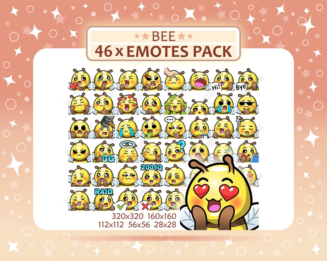 46 Bee Emotes Pack, Twitch Emotes, Discord Emotes, PNG Emotes Pack ...