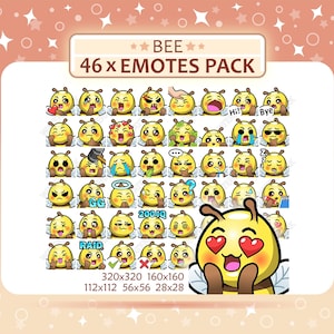 46 Bee Emotes Pack, Twitch Emotes, Discord Emotes, PNG Emotes Pack, Ready to Use