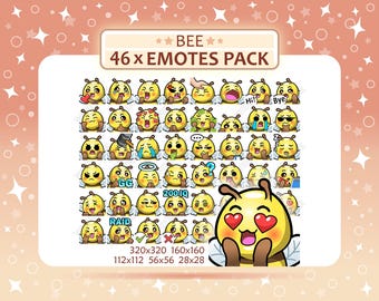 Pacchetto di 46 emote api, emote Twitch, emote Discord, pacchetto di emote PNG, pronti all'uso