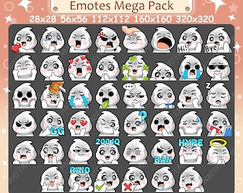 Ghost Emotes x 46 for Twitch & Discord Emote | Halloween Ghost Twitch Emote Pack, Discord Emote Pack, Halloween Emotes Bundle Mega Pack