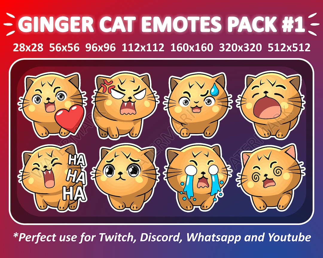 Ginger Cat Emotes Pack 1 / for Twitch Emote, Discord Emote, and