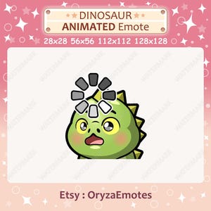 Animated Emote Dinosaur Loading Sign Emote / Dinosaur Confused Emote, Twitch & Discord Emote, Cute Chibi Dinosaur Emoji, Emote for Streamer