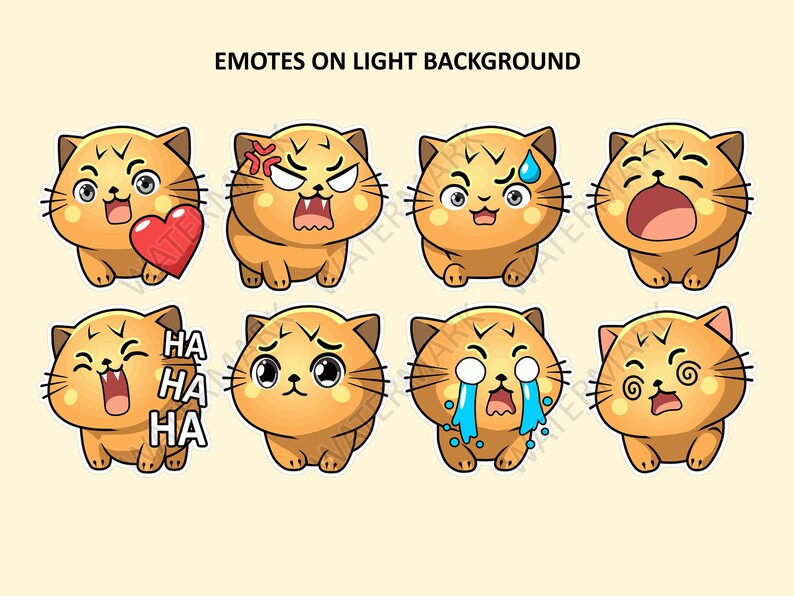 Ginger Cat Emotes Pack 1 / for Twitch Emote, Discord Emote, and