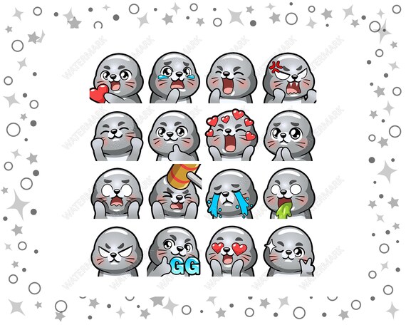 46 Seal Emotes Pack, Twitch Emotes, Discord Emotes, PNG Emotes