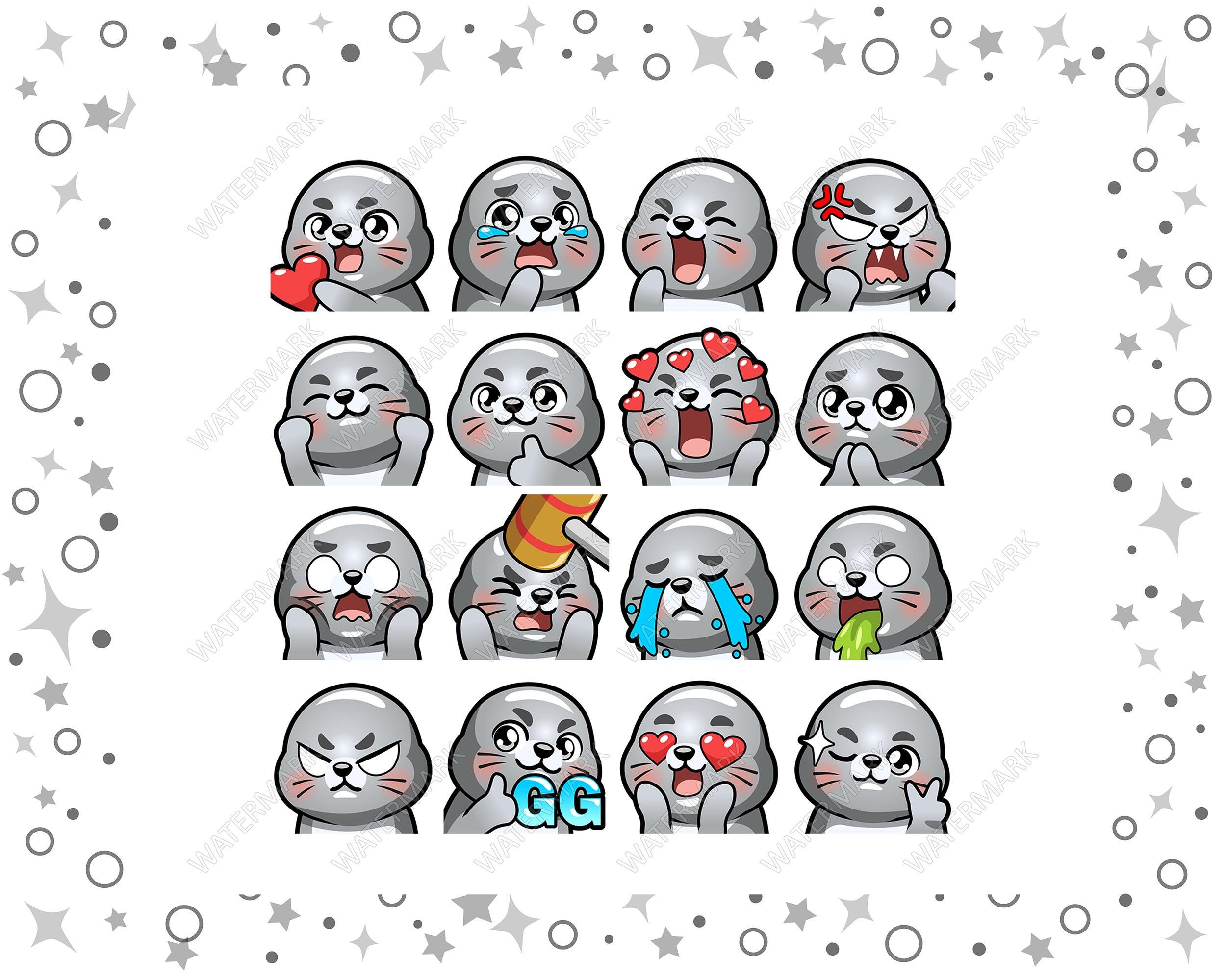 46 Seal Emotes Pack, Twitch Emotes, Discord Emotes, PNG Emotes