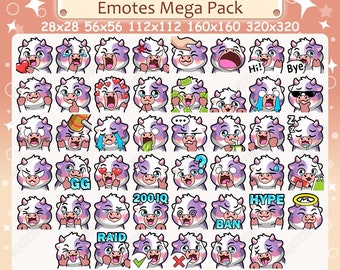 46 Purple Cow Emotes Pack, Twitch Emotes, Discord Emotes, PNG Emotes Pack, Ready to Use