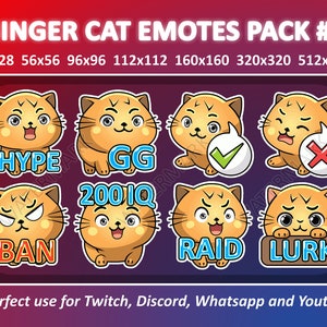Ginger Cat Emotes Pack #5 / for Twitch Emote, Discord Emote, and Whatsapp / Cute Chibi Ginger Cat Emoji Emote Bundle, Emotes For Streamer