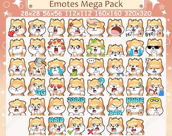 Shiba Inu Dog Emotes x 46 for Twitch & Discord Emote | Shiba Inu Dog Twitch Emote Pack, Discord Emote Pack, Dog Emotes Bundle Mega Pack