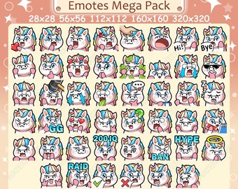 Unicorn Emotes x 46 for Twitch & Discord Emote | Unicorn Twitch Emote Pack, Discord Emote Pack, Unicorn Horse Emotes Bundle Mega Pack