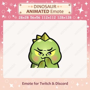 Animated Emote Dinosaur Evil Plan Emote / Twitch & Discord Scheming Face Dinosaur Emote / Cute Angry Dinosaur Emoji / Emote for Streaming