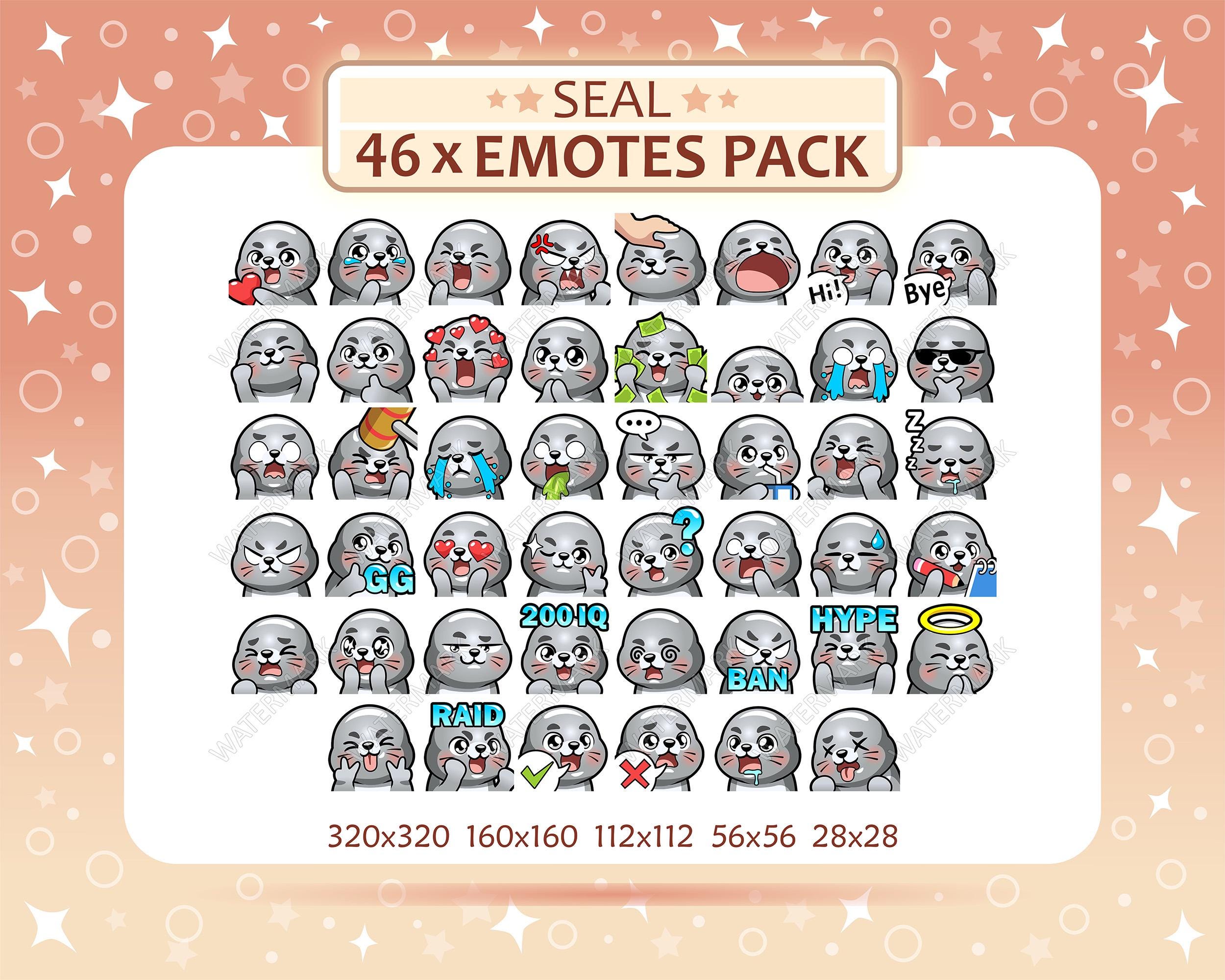 46 Seal Emotes Pack, Twitch Emotes, Discord Emotes, PNG Emotes