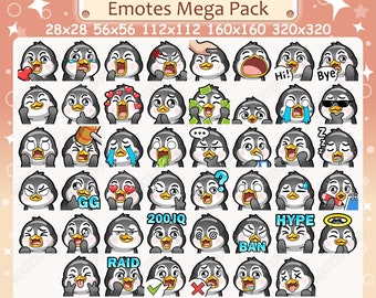 Penguin Emotes x 46 for Twitch & Discord Emote | Penguin Twitch Emote Pack, Discord Emote Pack, Penguin Emotes Bundle Mega Pack