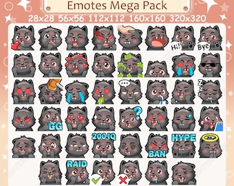 Black Wolf Emotes x 46 for Twitch & Discord Emote | Halloween Wolf Twitch Emote Pack, Discord Emote Pack, Halloween Emotes Bundle Mega Pack