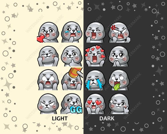 46 Seal Emotes Pack, Twitch Emotes, Discord Emotes, PNG Emotes