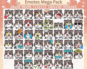 Tuxedo Cat Emotes x 46 for Twitch & Discord Emote | Tuxedo Cat Twitch Emote Pack, Discord Emote Pack, Tuxedo Kitten Emotes Bundle Mega Pack